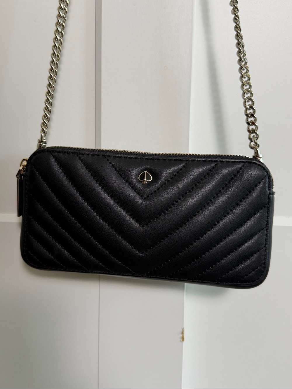 Kate Spade Briar Lane Quilted Kendall Black Leather Chain Crossbody
